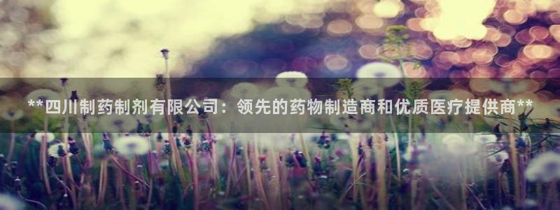 ag九游老哥俱乐部：**四川制药制剂有限公司：领先的药物制造商和优质医疗提供商**