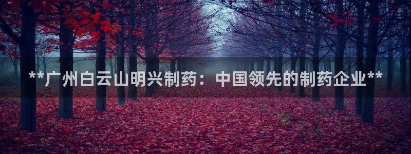 ag九游会老哥：**广州白云山明兴制药：中国领先的制药企业**