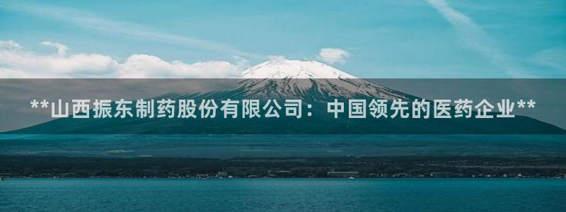 ag九游老哥俱乐部：**山西振东制药股份有限公司：中国领先的医药企业**
