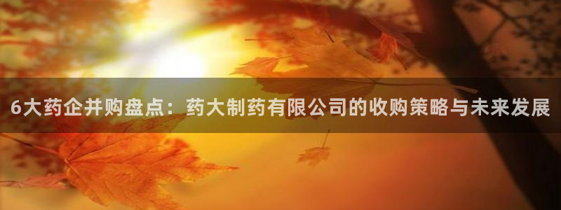 ag九游会老哥俱乐部：6大药企并购盘点：药大制药有限公司的收购策略与未来发展
